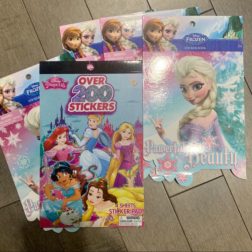 5 Frozen & Disney Princess Sticker Books